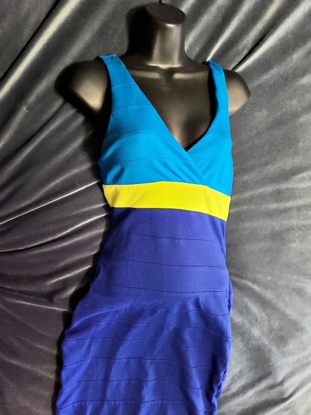 Express Color Block Mini Dress Blue & Yellow Size XS Like New